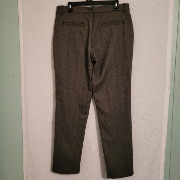 Lee Regular Fit Straight Leg Mid Rise Brown Tweed Creased Dress Pants Size 14 - Picture 2 of 11